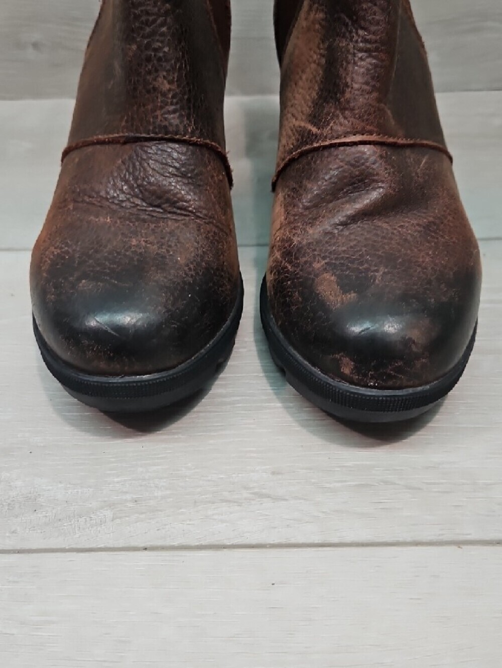 Sorel Women Brown Leather Chelsea Hidden Tractor Chuncky Wedge Ankle Boots 7.5 - Picture 6 of 13